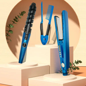 COMBO NANO TITANIUM PLANCHA + PEINE + RIZADOR