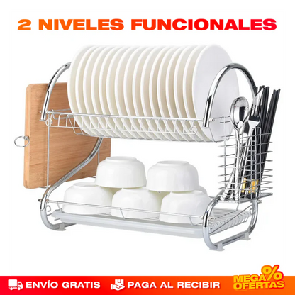 ESCURRIDOR DE PLATOS METÁLICO DE 2 NIVELES