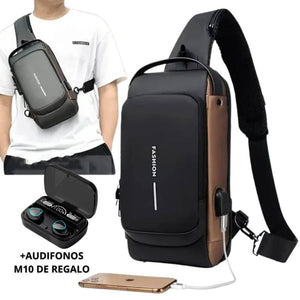 MORRAL ANTIRROBO + AUDÍFONOS DE REGALO