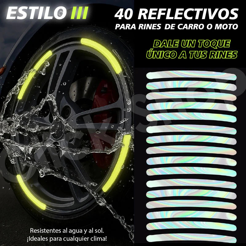 PACK DE 40 REFLECTIVOS PARA RINES DE CARRO O MOTO