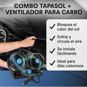 COMBO VERANO: TAPASOL + VENTILADOR PARA CARRO