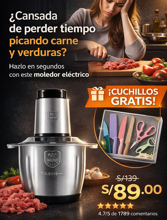 PICADOR ELÉCTRICO DE ACERO INOXIDABLE (2 LITROS)