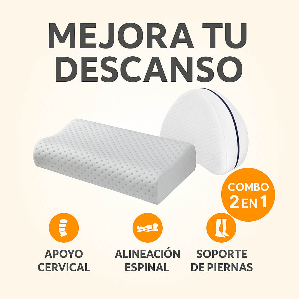 KIT ORTOPÉDICO: ALMOHADA CERVICAL + COJÍN SOPORTE PIERNAS