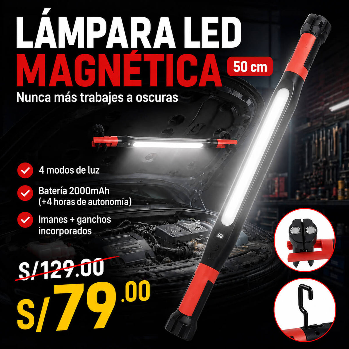Brillamax - Barra de luz Magnética